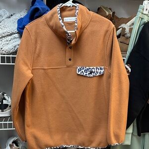 Tan Sweater with Leopard Accents